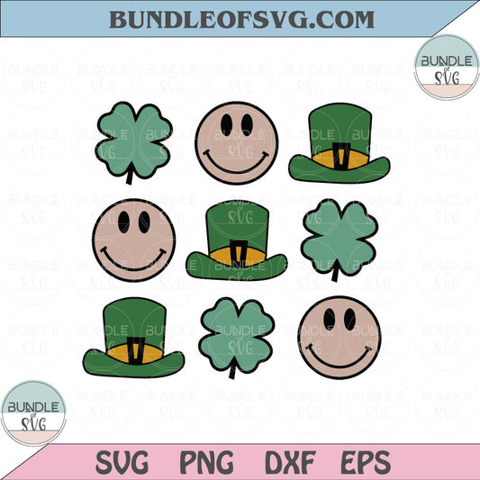Smiley Shamrock PNG Sublimation Smiley Shamrock St Patricks hat Svg Png eps Dxf file