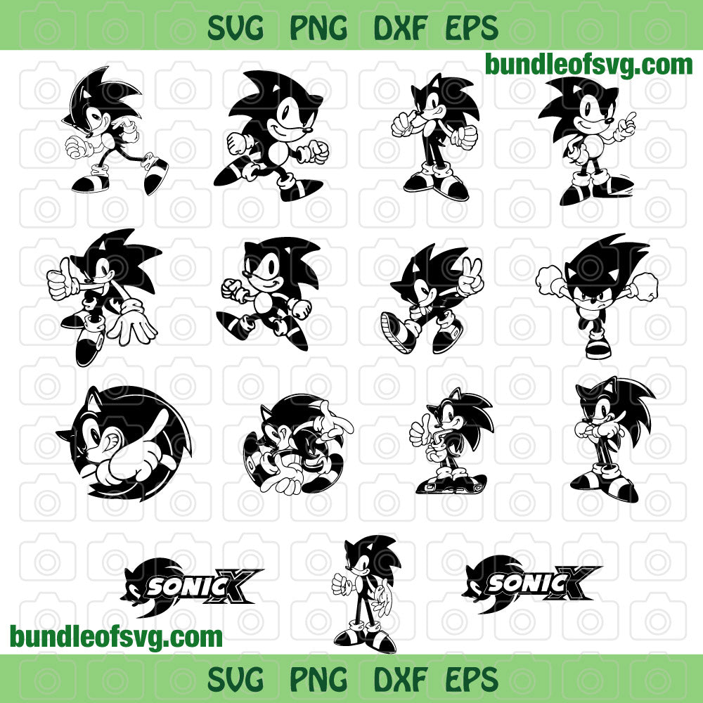 Sonic SVG Sega Videogame Sonic Hedgehog Birthday party silhouette svg png dxf eps cut files cameo cricut - BundleofSVG