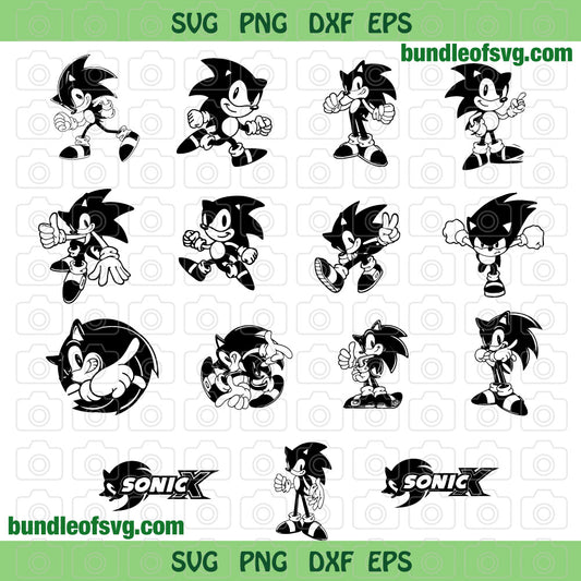 Sonic SVG Sega Videogame Sonic Hedgehog Birthday party silhouette svg png dxf eps cut files cameo cricut - BundleofSVG