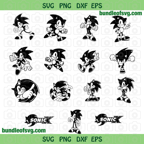 Sonic SVG Sega Videogame Sonic Hedgehog Birthday party silhouette svg png dxf eps cut files cameo cricut