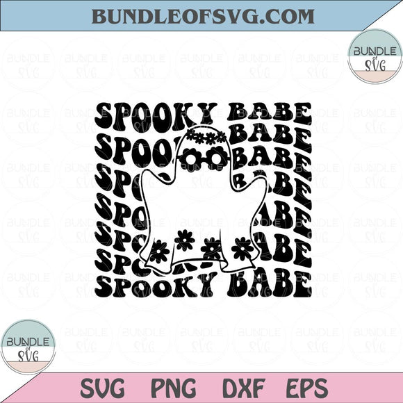 Spooky Babe Svg Floral Ghost with flower svg Retro Halloween Boo Png Dxf Eps files Cameo Cricut