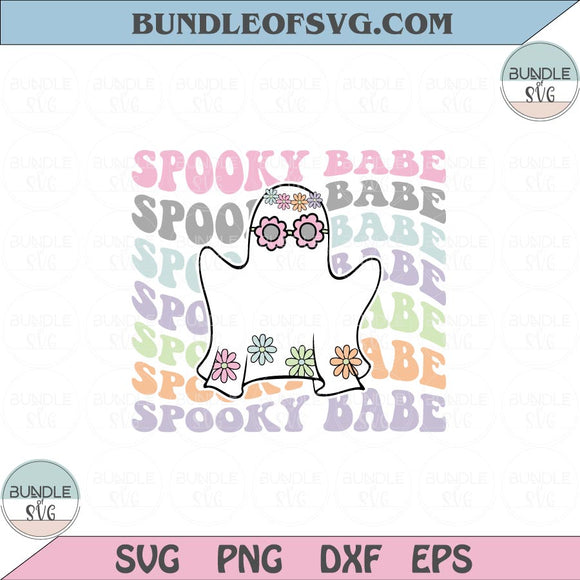 Spooky Babe Svg Retro Floral Ghost with flowers svg Halloween Boo Png Dxf Eps files Cameo Cricut