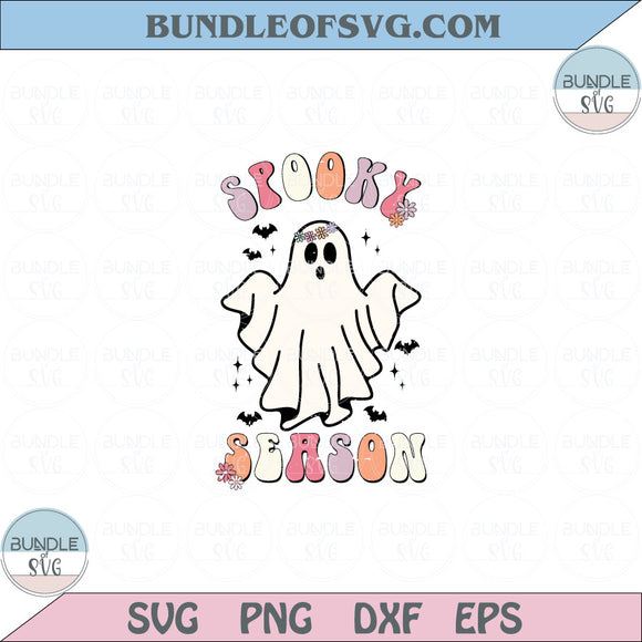 Spooky Season Svg Cute Ghost Flower Halloween Floral Ghost Svg Png Dxf Eps files Cameo Cricut