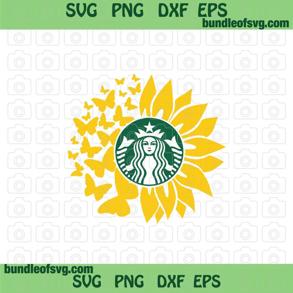 Starbucks Sunflower Butterfly Svg Butterfly Sunflower Starbucks svg Coffee Sunflower svg eps png dxf files Cricut