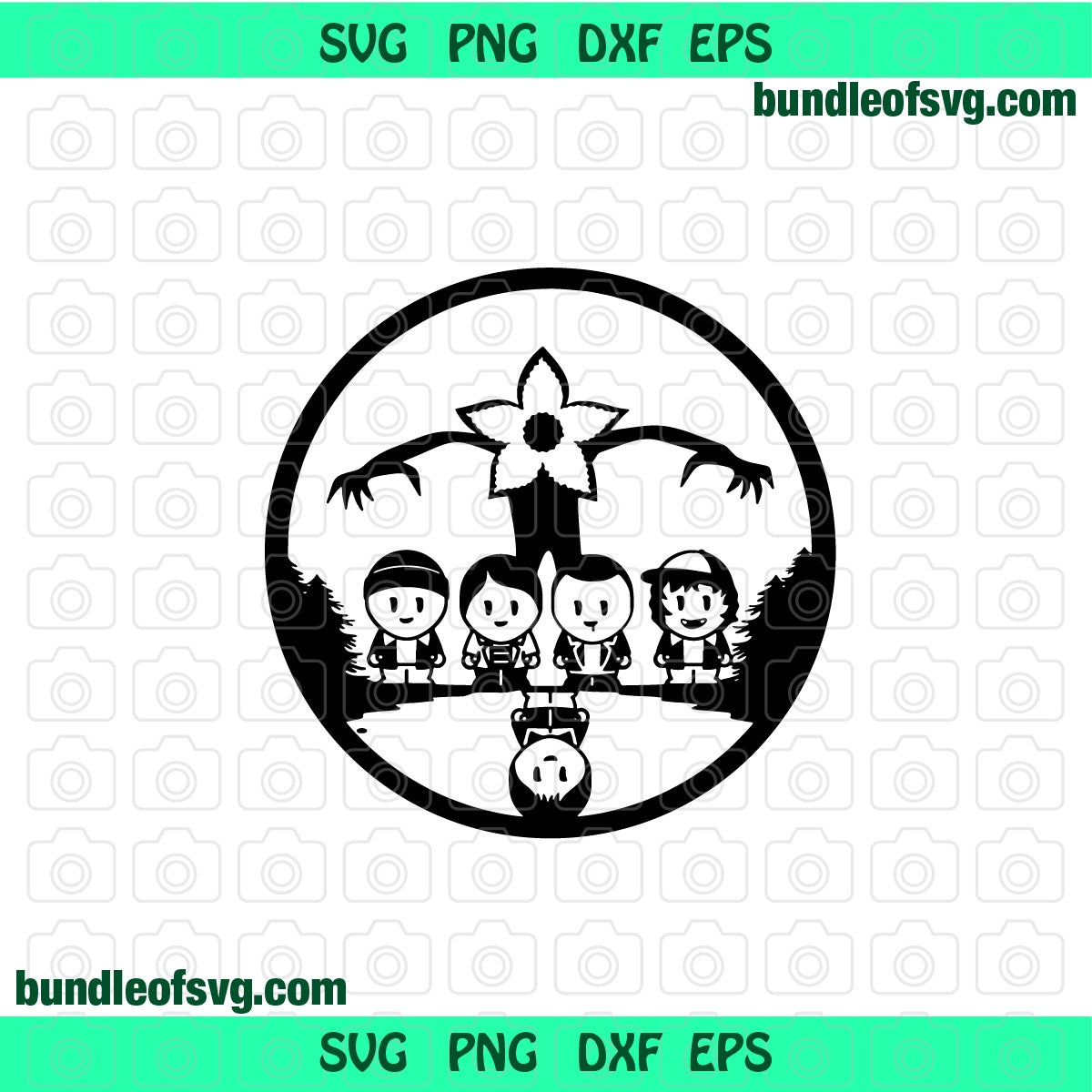 Stranger things Kids Upside Down SVG Demogorgon clipart shirt Birthday Party Invitation Gift svg png dxf eps cut files silhouette cricut