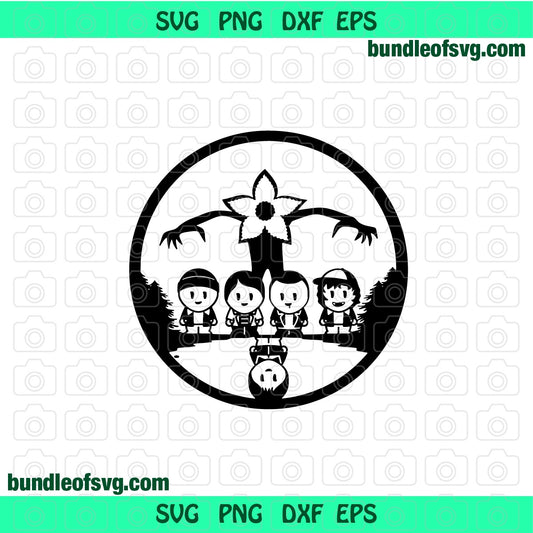 Stranger things Kids Upside Down SVG Demogorgon clipart shirt Birthday Party Invitation Gift svg png dxf eps cut files silhouette cricut