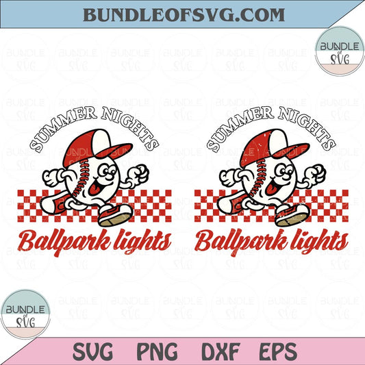 Summer Nights Ballpark Lights Svg Retro Vintage Baseball Svg Png Dxf Eps files Cameo Cricut - BundleofSVG