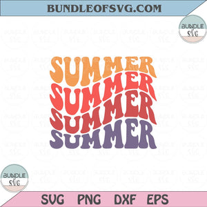 Summer Svg Wavy Letters Retro Beach Hello Summer Vibes Svg Png Dxf Eps files Cameo Cricut