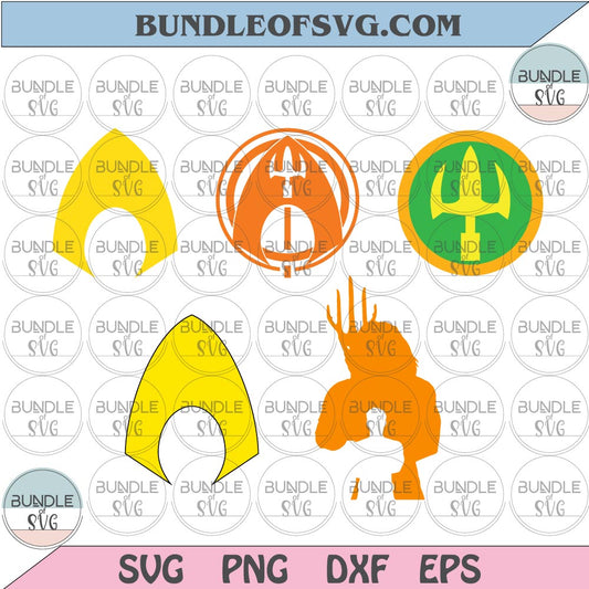 Superhero Aquaman SVG Aquaman Logo svg Aquaman Trident Sign Birthday svg png eps dxf files cricut