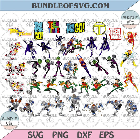 Superhero Teen Titans go SVG Teen Titans svg clipart Teen Titans Birthday svg png dxf cut files cricut - BundleofSVG