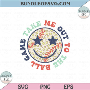 Take me out to the ball game Svg Retro Softball Smiley Face Svg Png Dxf Eps files Cameo Cricut