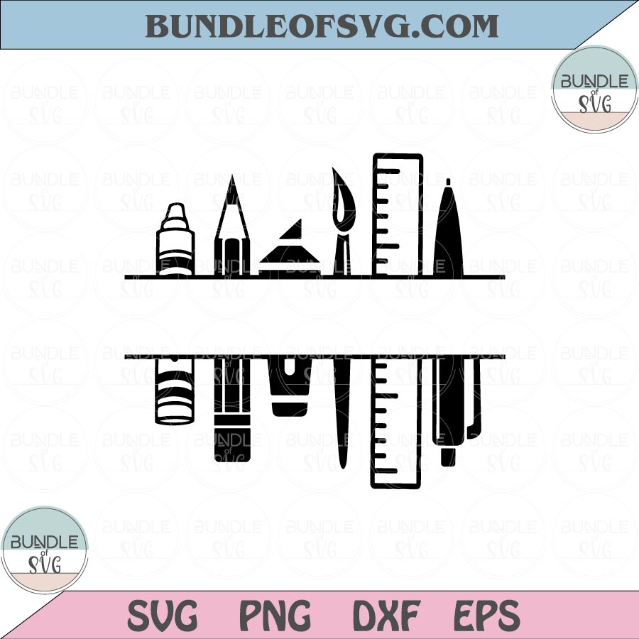 Teacher Monogram Svg School Supplies Back to School Teacher Svg Png Dxf Eps files Cameo Cricut
