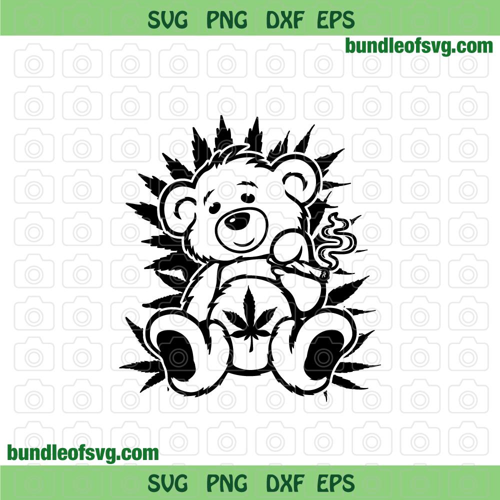 Teddy Bear Smoking Joint Svg Stoned Bear svg Care Bear Smoking Weed Svg Smoking Cannabis Svg png eps dxf files cricut