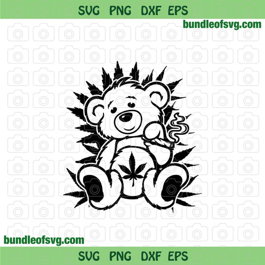 Teddy Bear Smoking Joint Svg Stoned Bear svg Care Bear Smoking Weed Svg Smoking Cannabis Svg png eps dxf files cricut