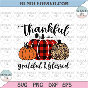 Thankful Grateful and Blessed svg Fall svg Plaid Pumpkin svg Leopard Pumpkin svg Thanksgiving svg png dxf png file