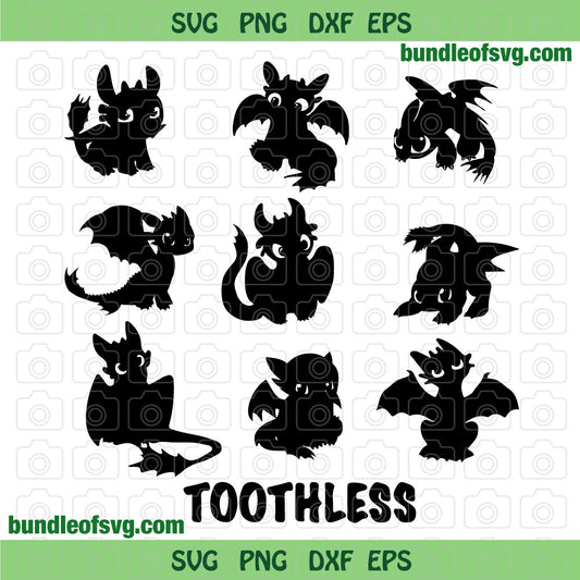 Bundle Toothless svg Toothless Dragon svg Night Fury Silhouette birthday party svg eps png dxf cut files cameo cricut - BundleofSVG