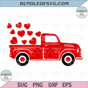 Valentines Red Truck Svg Valentines Vintage Truck Svg Love Truck With Hearts Svg Truck Valentines Svg png eps dxf files