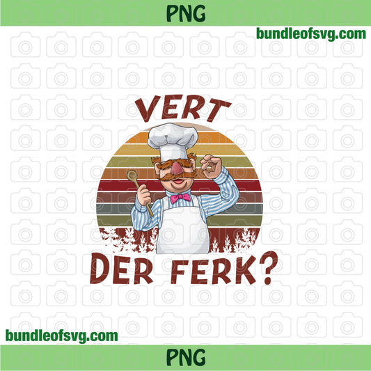 Vert Der Ferk Png Retro Sunset Vintage Swedish Funny Chef Knife png Sublimation file