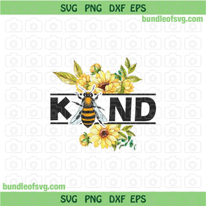 Vintage Bee Kind PNG Sublimation Be Kind Sunflower Floral Bee PNG Bee Retro Flower png file