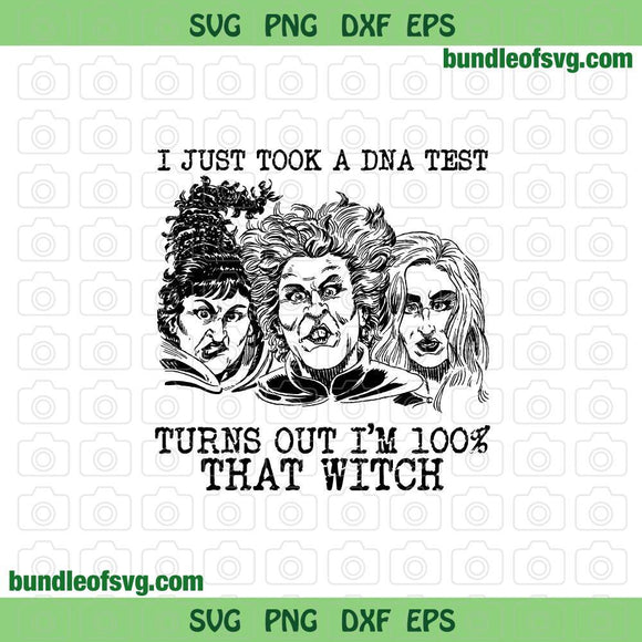 I Just Took A DNA Test Turns Out Im 100% That Witch SVG Halloween Hocus Pocus svg Sanderson sisters svg png dxf eps files cameo cricut