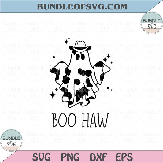Western Ghost Boo Haw Svg Country Halloween Ghost Cowboy hat Svg Png Dxf Eps files Cameo Cricut - BundleofSVG