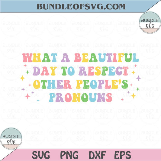 What A Beautiful Day To Respect Other People's Pronouns Svg Lgbt Svg Png Dxf Eps files Cameo Cricut - BundleofSVG