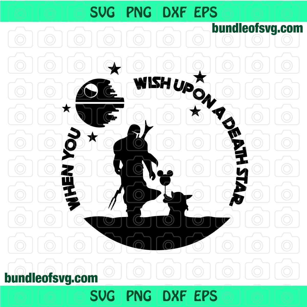 When you wish upon a death star svg Star Wars Disney Castle svg chewie and Han Solo Hewbacca Birthday svg eps png dxf cutting files cameo cricut - BundleofSVG