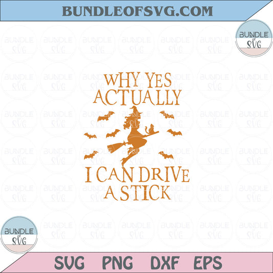 Why Yes Actually I Can Drive A Stick Svg Halloween Party Witch Svg Png Dxf Eps files Cameo Cricut - BundleofSVG