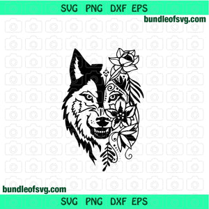 Wolf mandala svg Zentangle Wolves Flower svg Wolf Floral animals Boho birthday svg eps png dxf cutting files cameo cricut