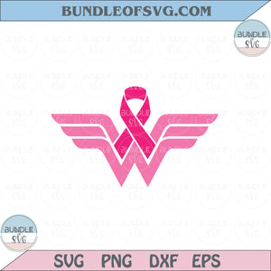Wonder Woman Pink Ribbon Svg Breast Cancer Awareness Svg Png Dxf Dxf Eps files Cameo Cricut