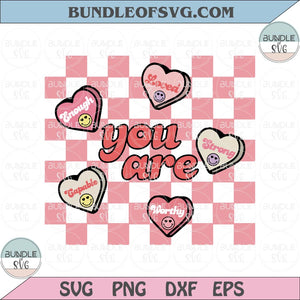 You Are Enough Loved Svg Checkered Retro Valentines Day Svg Png Eps Dxf Files