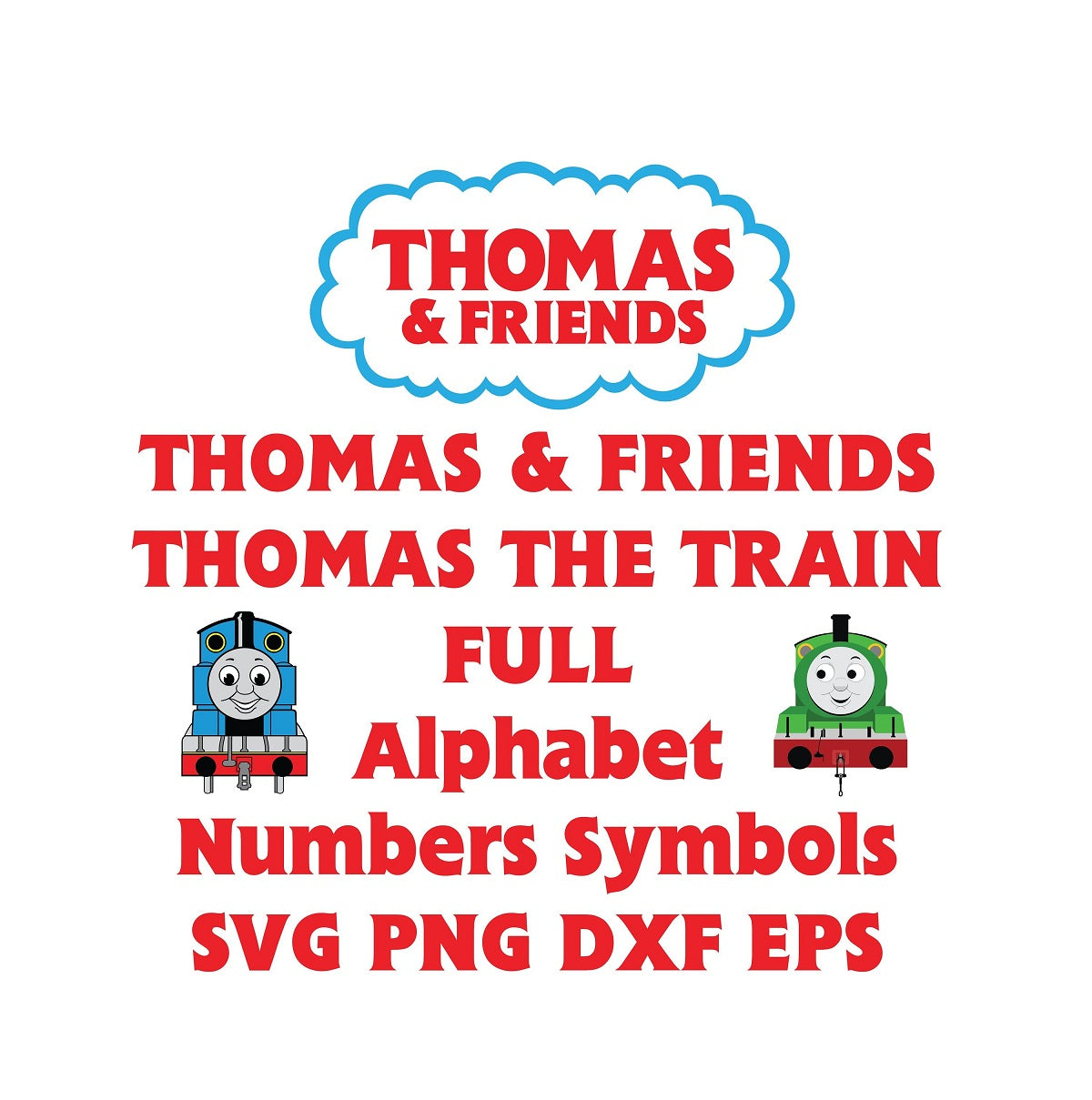 Thomas and friends Font Svg Thomas the train Alphabet Letters Numbers Birthday Svg png eps dxf files Cameo Cricut - BundleofSVG